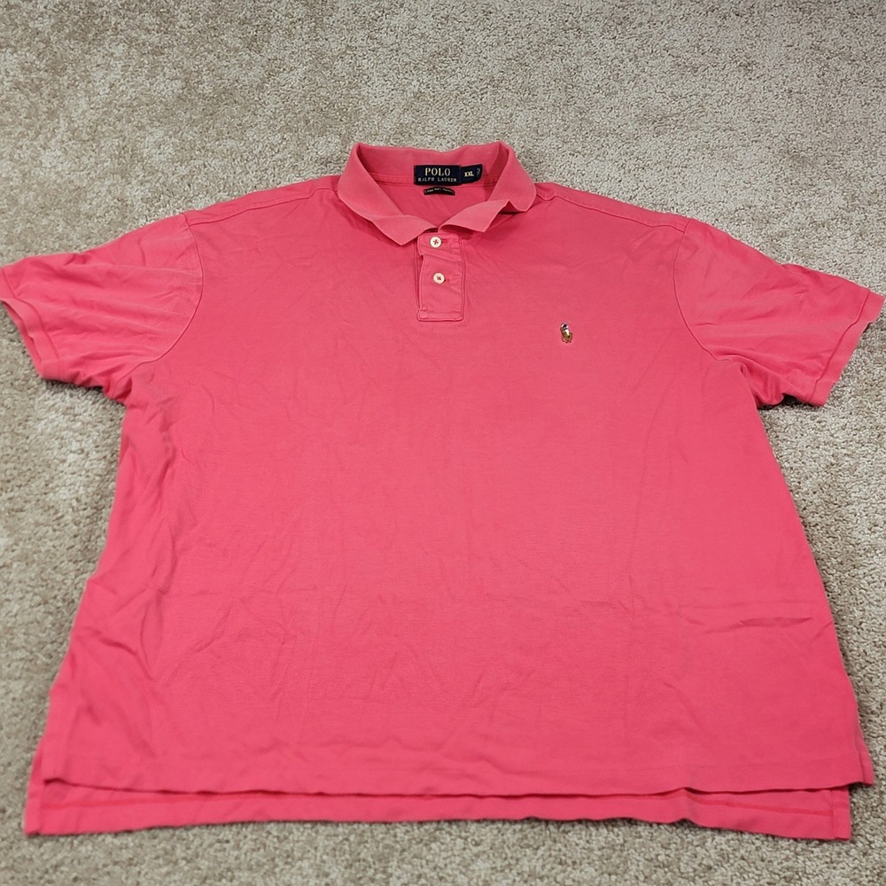 Polo Ralph Lauren Mens XXL Pink Pima Soft Touch Short Sleeve Polo Shirt Classic - Picture 2 of 5